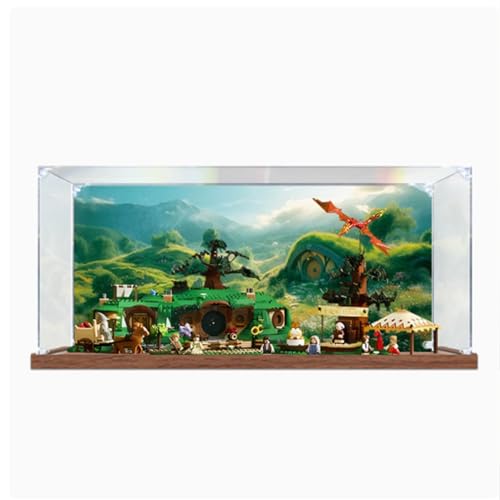 Acryl-Vitrine kompatibel mit Lego 10354 Tasche Bodenloch zum Sammeln und Schützen von Displays, klar, 65 x 34,8 x 30 cm (Modell nicht im Lieferumfang enthalten) (Hintergrund (Holzsockel) von XINPENGD