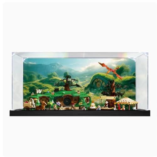 Acryl-Vitrine kompatibel mit Lego 10354 Tasche Bodenloch zum Sammeln und Schützen von Displays, transparent, 65 x 34,8 x 30 cm (Modell nicht im Lieferumfang enthalten) (Hintergrund (schwarzer Boden)) von XINPENGD