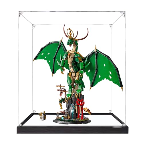 Display-Box aus Acryl, kompatibel mit Lego 71847 Divine Dragon zum Sammeln und Schützen von transparenten Bildschirmen, 25,6 x 11,8 x 23,6 Zoll (Modell nicht im Lieferumfang enthalten) (Spiegelbasis von XINPENGD