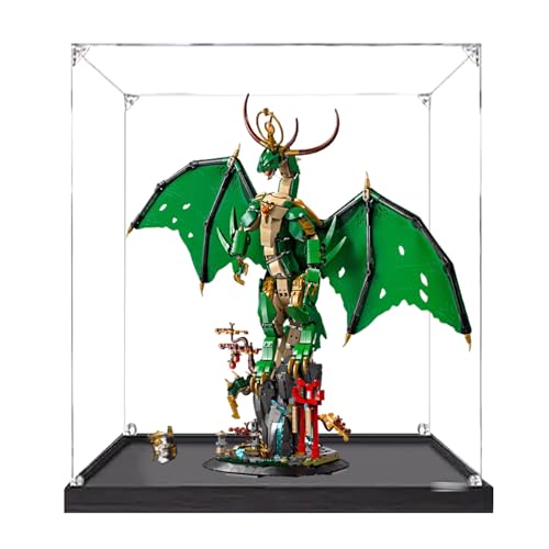 Display-Box aus Acryl, kompatibel mit Lego 71847 Divine Dragon zum Sammeln und Schützen von transparenten Bildschirmen, 65,6 x 29,8 x 60 cm (Modell nicht im Lieferumfang enthalten), schwarzer Sockel von XINPENGD