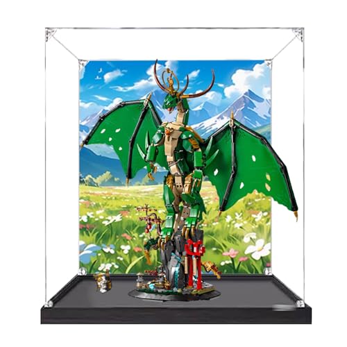 Display-Box aus Acryl, kompatibel mit Lego 71847 Divine Dragon zum Sammeln und Schützen von transparenten Bildschirmen, 65,6 x 29,8 x 60 cm (Modell nicht im Lieferumfang enthalten) (Hintergrund von XINPENGD