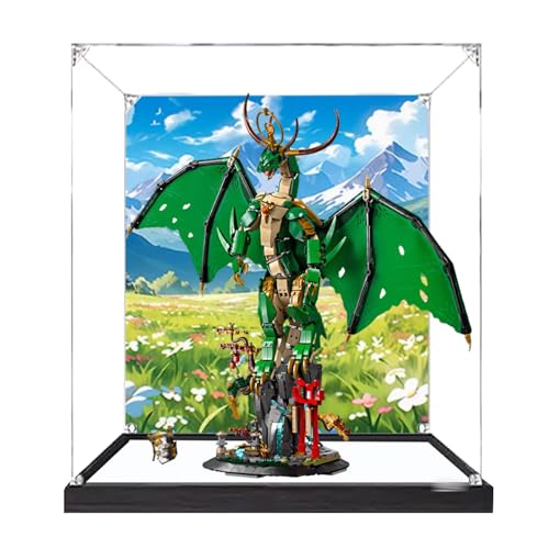 Displaybox aus Acryl, kompatibel mit Lego 71847 Divine Dragon zum Sammeln und Schützen von transparenten Bildschirmen, 65,6 x 29,8 x 59,9 cm (Modell nicht im Lieferumfang enthalten) (Hintergrund von XINPENGD