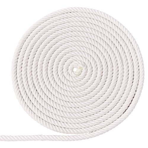 XINSHUNCAN Baumwollseil 8mm 20M,Baumwollkordel Natürliches Makramee Seil,Dickes 4-Strang Verdrehtes Weiches Baumwollseil für DIY Handwerk, Wandaufhängen, Pflanzenaufhänger, Makrame, Gartenarbeit von XINSHUNCAN