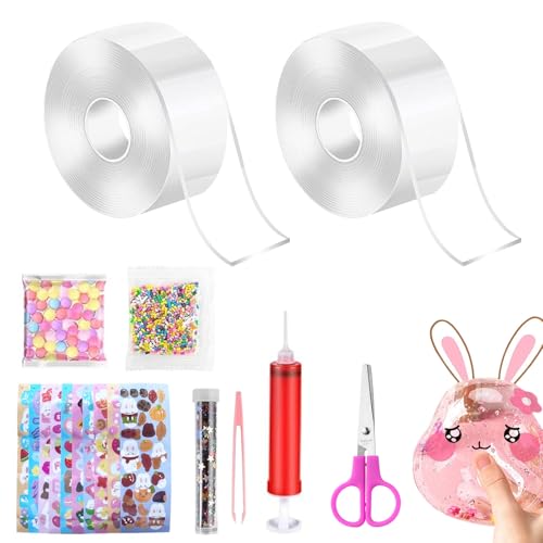 18 Stücke Nano Tape Bubbles Set, Super Elastische Nano Klebebänder,Squishy selber Machen Set,2 nanotape(5cmx1m) Bubble DIY Craft Kit für Mädchen Jungen von XINSUO