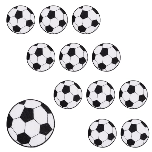 12 Stück Fußball Stickereien Aufnäher Cartoon Fußball Stoff Patch Kinder Waschbar Flicken zum Aufbügeln für Jeans, Rucksäcke, Schals, Socken von XINTANGXIA