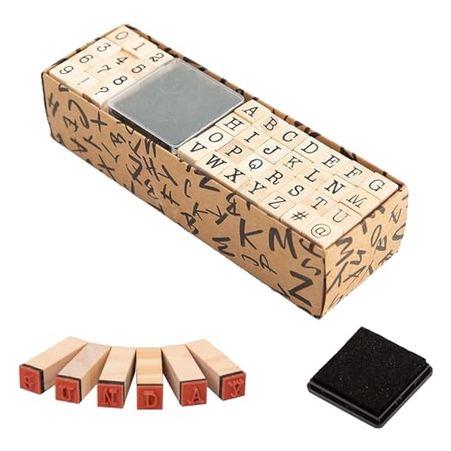 40 Stück Buchstaben Stempel Alphabet Stempel Set mit Stempelkissen Holzstempel für Scrapbooking Kunst Handwerk Kartenherstellung von XINTANGXIA