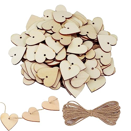 Holzherzen Scheiben 100 Stück Holz Herzen Deco Scheiben mit 10m Jute Schnur Holzherzen Deko für Hochzeit, zum Basteln, Geschenkanhänger Holzherzen Scheiben 100 Stück Holz Herzen Deco Scheiben mit 10m Jute Schnur Holzherzen Deko für Hochzeit, zum Basteln, Geschenkanhänger von XINTANGXIA