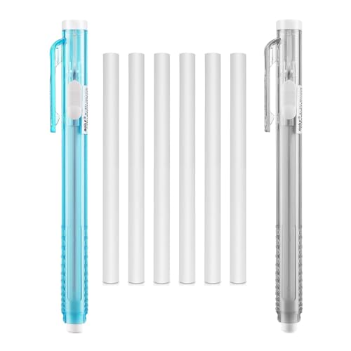 Radiergummi Stift 2 StüCk Einziehbare Radierer Mechanischer Stift Radierers mit 6 Stück Ersatz Radiergummi-Nachfüllungen füR Kinder, Studenten, Lehrer, KüNstler, Malen, Schreiben von XINTANGXIA