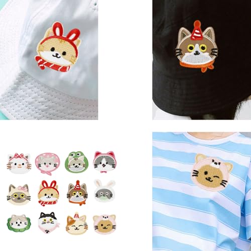 12 Stück bestickte Kätzchen-Aufnäher mit Cartoon-Katzen-Motiv, zum Aufnähen oder Aufbügeln für Kleidung 12 Stück bestickte Kätzchen-Aufnäher mit Cartoon-Katzen-Motiv, zum Aufnähen oder Aufbügeln für Kleidung von XINYIN