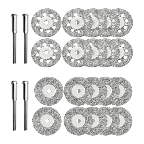20 Stück 22 mm Diamanttrennung mit 4 Stück 3 mm Spanndornen für Projekte für Glas, Keramik und Stein von XINYIN
