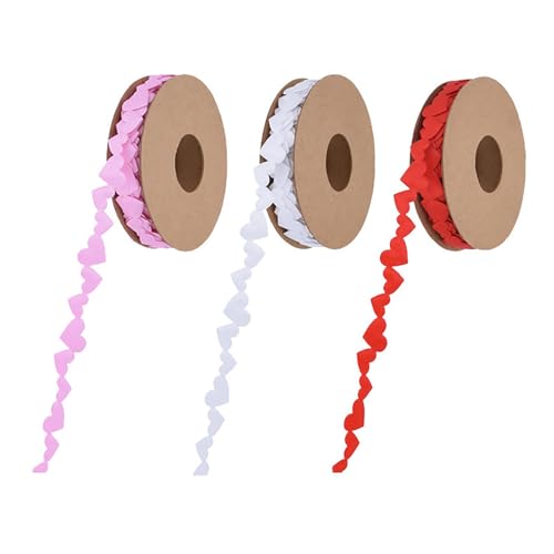 3 Rollen Polyester Love Heart Prägeband Seidenband für elegante Dekoration und handgemachtes Handwerk Hochzeitsbedarf von XINYIN