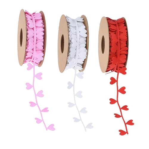 3 Rollen Polyester Love Heart Prägeband Seidenband für elegante Dekoration und handgemachtes Handwerk Hochzeitsbedarf von XINYIN