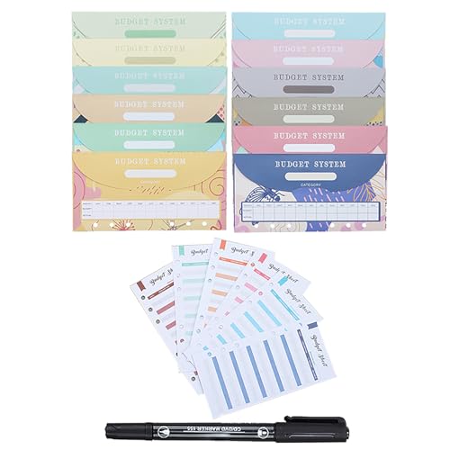 Budget-Umschläge-Marker-Set für Budgetplaner, Geldsparordner, 6 Löcher, gelocht, 25 Stück von XINYIN
