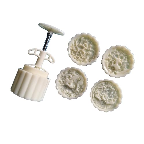 Funktionelle 125 g Mondkuchenformen mit 4 einzigartigen Stempeln, Gebäck, Backstempel, Werkzeug zum Backen schöner Desserts zu Hause Funktionelle 125 g Mondkuchenformen mit 4 einzigartigen Stempeln, Gebäck, Backstempel, Werkzeug zum Backen schöner Desserts zu Hause von XINYIN