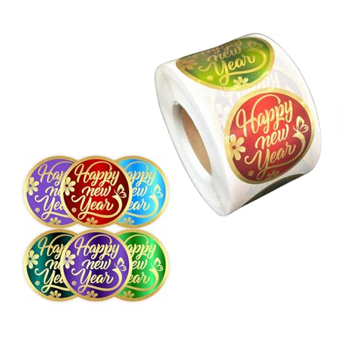 Happy New Year Aufkleber Siegel Etiketten Runde Goldfolie Stamping Etiketten Selbstklebend Aufkleber für Karten Umschläge Boxen Happy New Year Aufkleber Siegel Etiketten Runde Goldfolie Stamping Etiketten Selbstklebend Aufkleber für Karten Umschläge Boxen von XINYIN
