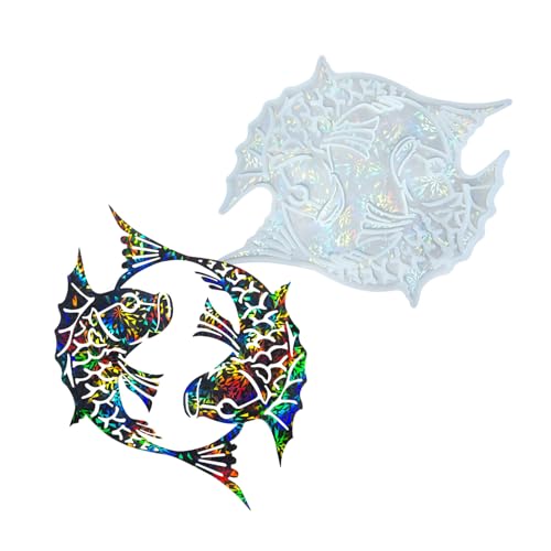 Kreative Doppelfisch-Dekoration, Epoxidharz, Wandkunst-Form für Bastler, praktisches Schmuckherstellungszubehör von XINYIN