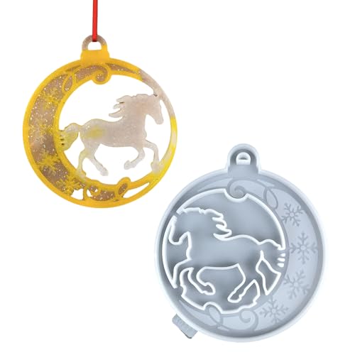 Kreative Silikonform für Weihnachtsbaumschmuck, Pferdeform, runder Anhänger, Zubehör, Epoxidharz-Form Kreative Silikonform für Weihnachtsbaumschmuck, Pferdeform, runder Anhänger, Zubehör, Epoxidharz-Form von XINYIN