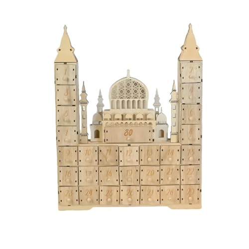 Ramadans Countdown-Kalender Holz 30 Schubladen LED beleuchtet Eid Adventskalender für Islamiker Zuhause und Party Tischdekoration von XINYIN