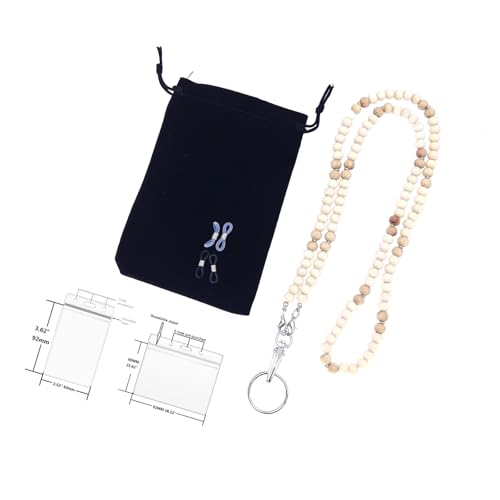 Schlüsselband mit Holzperlen, Ausweishalter, Lehrer-Schlüsselband, einfache Perlen-Lanyards mit Kartenhalter, Büro- und Schulbedarf Schlüsselband mit Holzperlen, Ausweishalter, Lehrer-Schlüsselband, einfache Perlen-Lanyards mit Kartenhalter, Büro- und Schulbedarf von XINYIN