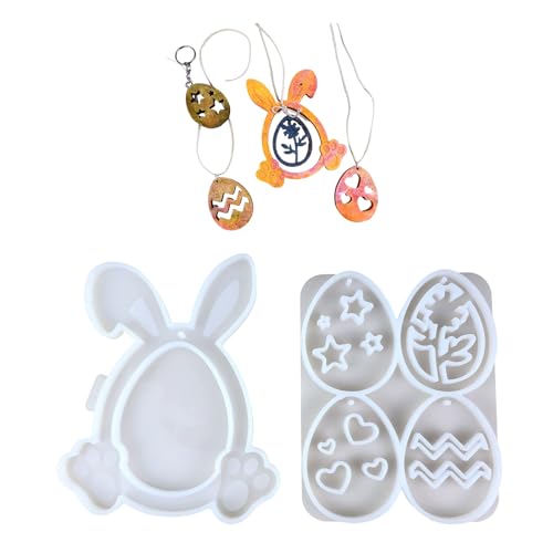 Set mit 2 Eierformen aus Silikonharz für die Schmuckherstellung, einschließlich Ohrring- und Halskettenanhänger, mit leicht zu lösenden Designs von XINYIN
