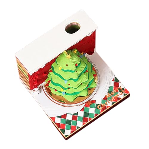 Weihnachtliche 3D-Papierskulptur-Notizblöcke mit Stifthalter, reißbare Seite, Notizblock, Tischdekoration, Schnitzerei, Kunst-Notizblöcke von XINYIN