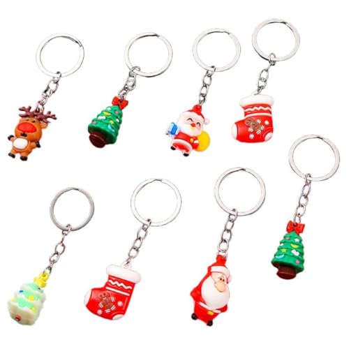 XINYIN 10 x Weihnachts-Schlüsselanhänger, Cartoon-Schlüsselanhänger, Weihnachtsschmuck, Weihnachtsmann, Schneemann, Schlüsselanhänger, Weihnachts-Schlüsselanhänger von XINYIN