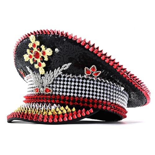 XINYIN Kapitän Hut mit glitzernden Pailletten, Junggesellinnenabschied, modischer Damenhut für Junggesellinnenabschiede von XINYIN