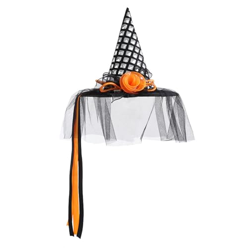 XINYIN Leuchtender Hexenhut, Dekoration, Halloween, Zauberer-Kappen mit Schleiern, einzigartiges Damen-Accessoire für Verkleidungen, Kostüm-Dekoration XINYIN Leuchtender Hexenhut, Dekoration, Halloween, Zauberer-Kappen mit Schleiern, einzigartiges Damen-Accessoire für Verkleidungen, Kostüm-Dekoration von XINYIN