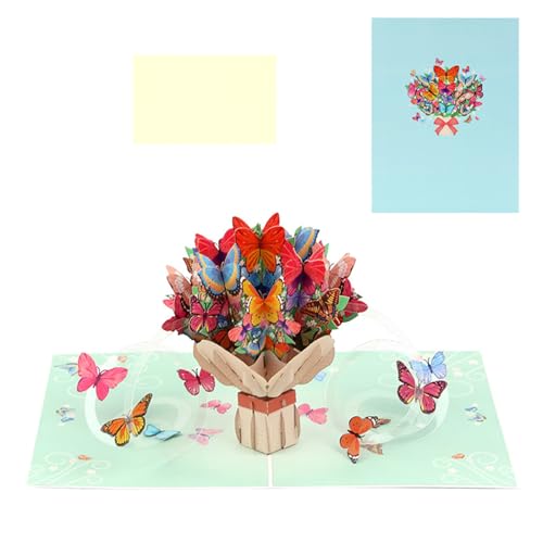 XINYIN Realistischer Schmetterlingsstrauß, 3D-Karte, künstlerischer Schmetterlingsstrauß, 3D-Grußkarte, elegante Papierkarte für jede Veranstaltung von XINYIN