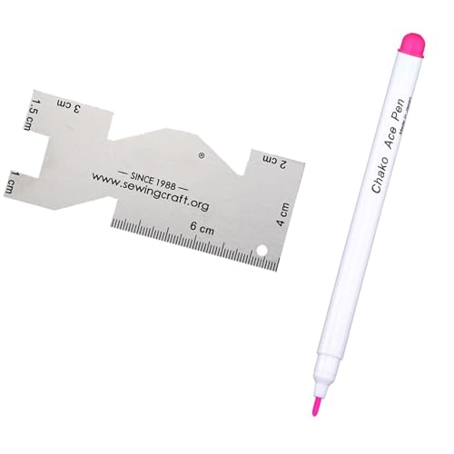 XINYIN Stoffmarker, Trickmarker mit Metall-Lineal zum Nähen, Handarbeiten, verschwindende Tinten, wasserlöslicher Markierstift, wasserlöslicher Stoffstift XINYIN Stoffmarker, Trickmarker mit Metall-Lineal zum Nähen, Handarbeiten, verschwindende Tinten, wasserlöslicher Markierstift, wasserlöslicher Stoffstift von XINYIN