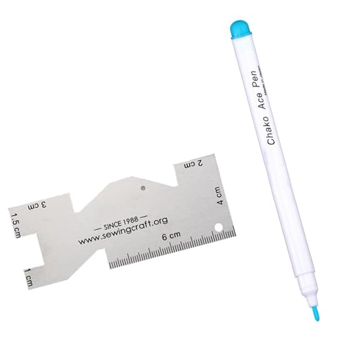 XINYIN Stoffmarker, Trickmarker mit Metall-Lineal zum Nähen, Handarbeiten, verschwindende Tinten, wasserlöslicher Markierstift, wasserlöslicher Stoffstift XINYIN Stoffmarker, Trickmarker mit Metall-Lineal zum Nähen, Handarbeiten, verschwindende Tinten, wasserlöslicher Markierstift, wasserlöslicher Stoffstift von XINYIN