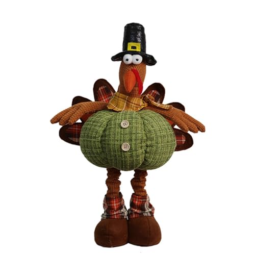 XINYIN Thanksgiving-Truthahn-Figur, Puppen mit Teleskopbeinen, Kamin-Dekorationen, Boutique-Schaufenster, Erntefest, Ornament von XINYIN