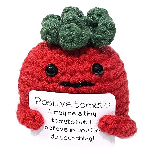 XINYIN Wollpuppen zum Stricken mit Karten für positive Energie, positive Geschenke für Tomaten, Geschenke, Motivation, Stricken, Puppen aus Wolle, Tomaten von XINYIN