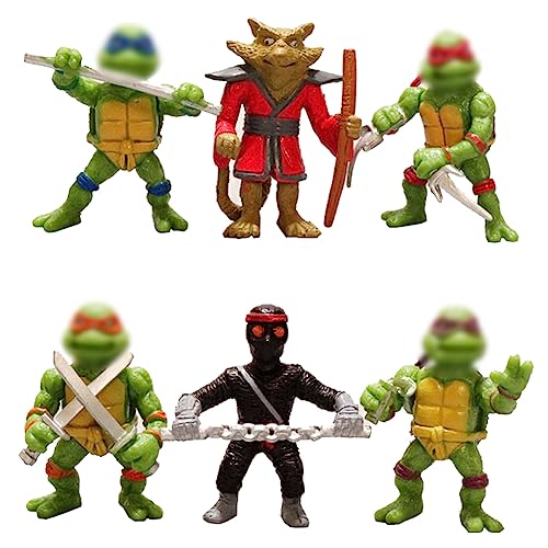 Mutant Ninja Cake Tortenfiguren, 6PCS Ninja Schildkröten-Spielzeug Mutant Action-Figuren ​Geburtstags Party liefert Cupcake Figuren für Kindergeburtstag deko Junge von Ropniik