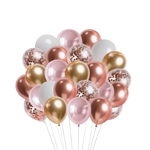 XINYINGYU Luftballons Rosegold, 66 Stück 12 Zoll Latex Ballons Rosegold Konfetti Luftballons, Metalic ballon für Geburtstags-, Babyparty- und Hochzeitsdekoration Party Deko von XINYINGYU