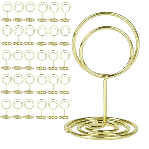 XINYOUZEFA 30 Stück Tischkartenhalter, Fotohalter mit Klammern, Fotohalter, Tischkarten Halterung, Memohalter, Tischnummernhalter für Hochzeiten, für Hochzeiten, Partys, Jubiläen(Runden) von XINYOUZEFA