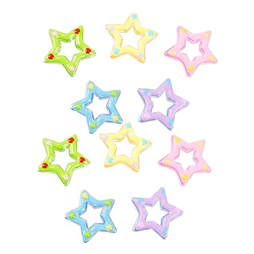 10 Stück fünfzackige Stern-Armbänder, Perlen, Halloween, leuchtend, handbemalt, Acryl, Handy-Perlenmaterial, fünfzackige Sternperle von XINgjyxzk