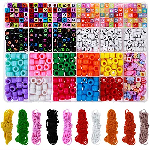 Bunte Kristall-Buchstabenperlen mit mehrfarbigen, elastischen Kordeln für Halskette, Choker, Box-Set, Hausdekoration, schwarze Perlen, 50 Stück von XINgjyxzk