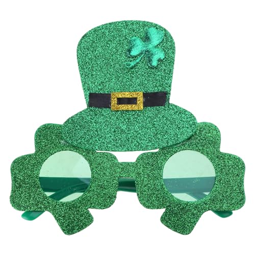 XINgjyxzk Patrick's Day Kleeblatt-Brille, grün, Vier Kleeblätter, Sonnenbrille, Patrick's Day, Zubehör für Patrick's Day, Dekorationen, Grünkleeblatt-Sonnenbrille von XINgjyxzk
