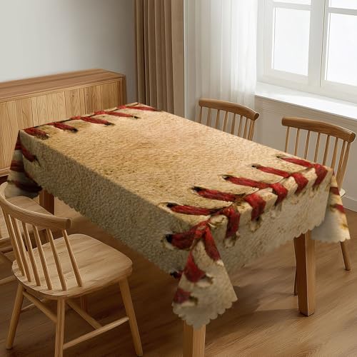 XIOURERY Dekorative Baseball-Tischdecken für den Esstisch, waschbar, gewellter Rand, Tischdecke für Zuhause, Restaurant, Party im Freien, 137 x 183 cm von XIOURERY