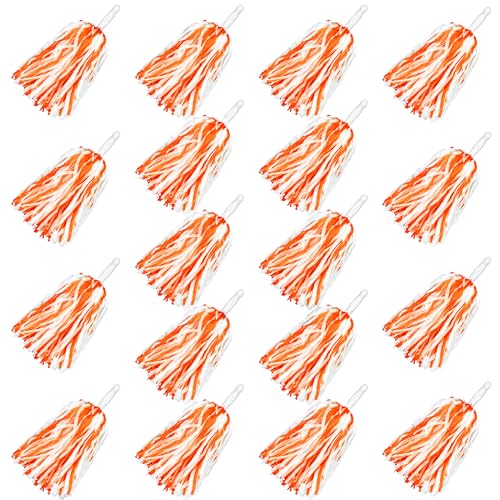 Cheerleader-Pompons aus Kunststoff, für Sportmannschaften, Tanzpartys, Fußball, Basketball, Geist, Sport, Bühnenaufführung, Feier (orange und weiß), 18 Stück von XIPEGPA