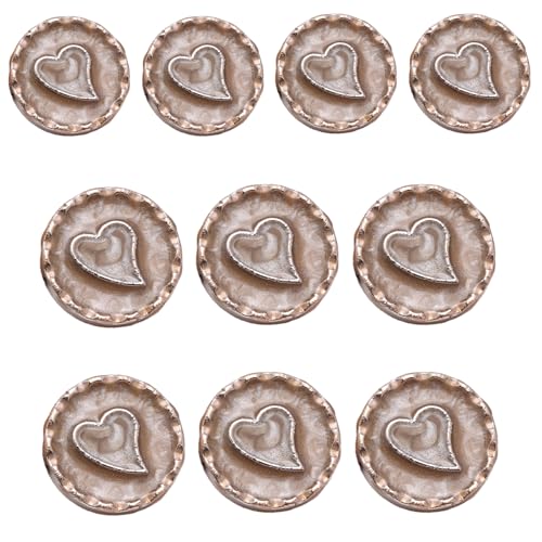 10 runde Metallknöpfe mit Loch, Herzknöpfe, Nähknöpfe für Kunst, Handwerk, Mantel, Nähen, Stricken, Kleidung, Zubehör von XITEA