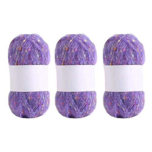 Bequemes Häkelgarn in Regenbogenfarben, Mohairgarn, Handstrickgarn, weiches Garn für Mützen, Decken, Schals, 3 Rollen von XITEA