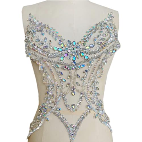 Handperlen-Aufnäher zum Aufnähen mit Glas-Strasssteinen, Stoffzubehör für Hochzeit, Braut, Kleid, Dekoration Handperlen-Aufnäher zum Aufnähen mit Glas-Strasssteinen, Stoffzubehör für Hochzeit, Braut, Kleid, Dekoration von XITEA
