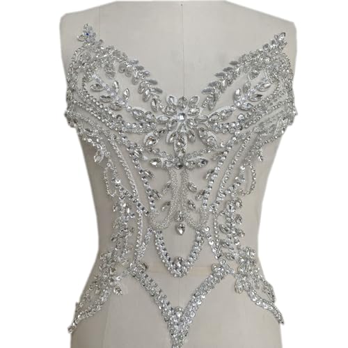 Handperlen-Aufnäher zum Aufnähen mit Glas-Strasssteinen, Stoffzubehör für Hochzeit, Braut, Kleid, Dekoration Handperlen-Aufnäher zum Aufnähen mit Glas-Strasssteinen, Stoffzubehör für Hochzeit, Braut, Kleid, Dekoration von XITEA