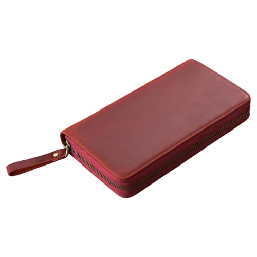 Ledereinband mit Reißverschluss für 18 x 8 cm große Notizbücher mit Reißverschluss, Lederschutz mit Stiftschlitz, Planer-Organizer von XITEA