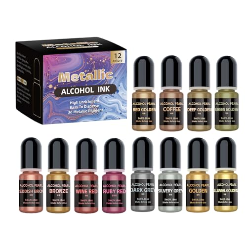 Metallicalkohol-Tinten-Set, 12 Farben, für Epoxidharz, Kunst und Malerei, konzentrierte Schimmer-Farbstoff für kreative Projekte Metallicalkohol-Tinten-Set, 12 Farben, für Epoxidharz, Kunst und Malerei, konzentrierte Schimmer-Farbstoff für kreative Projekte von XITEA