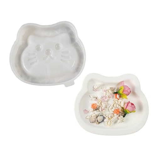 Silikonform in Katzenform, 15,9 x 13,3 x 2,2 cm, Schmuckaufbewahrungsplatte, flexibel, für Bastler, Weiß von XITEA
