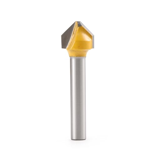 XIUEQVS 1 Stück V-förmiger Flachkopf-Fase-CNC-Fräser, Falzwerkzeuge, Fräser for Holz, ACP, Acryl, Aluminium, Kunststoffplatten(90V S6.35xD12.7x2.5) von XIUEQVS