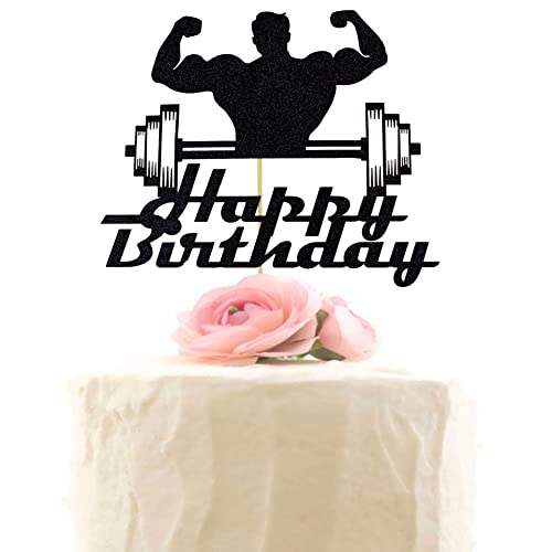Body Builder Happy Birthday Cake Topper Gym Fitness Thema Kuchen Dekoration für Männer Jungen Sportler Enthusiasten Party Dekor Schwarz Glitzer Body Builder Happy Birthday Cake Topper Gym Fitness Thema Kuchen Dekoration für Männer Jungen Sportler Enthusiasten Party Dekor Schwarz Glitzer von XIUHUBA
